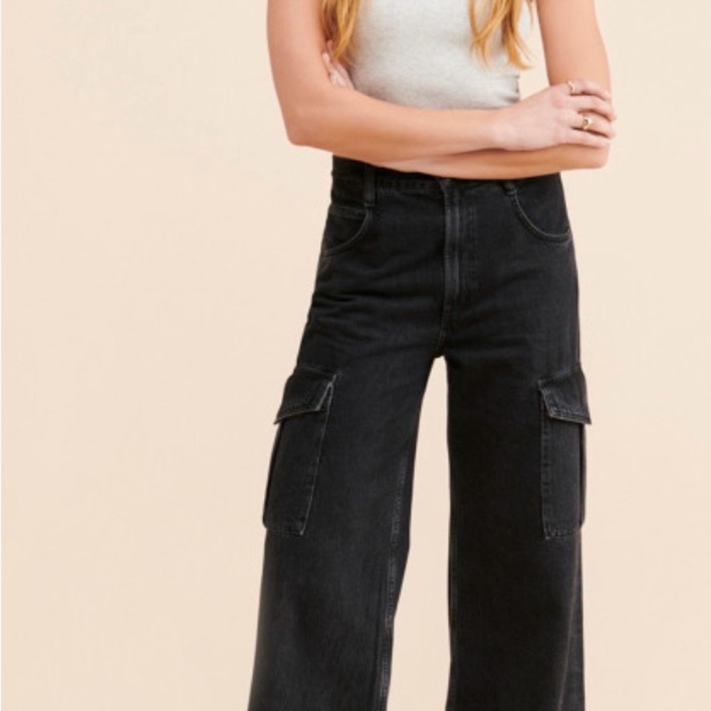 Agolde Black Wide Leg Jeans
